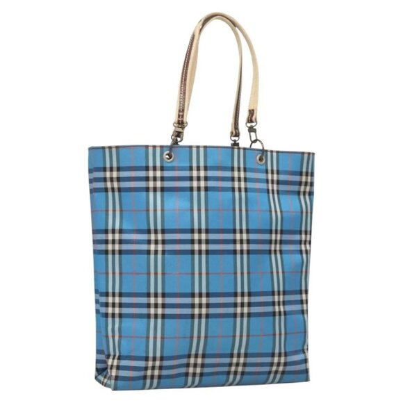 BURBERRY Nova Check Tote Bag Nylon Blue Auth - Picture 1 of 16
